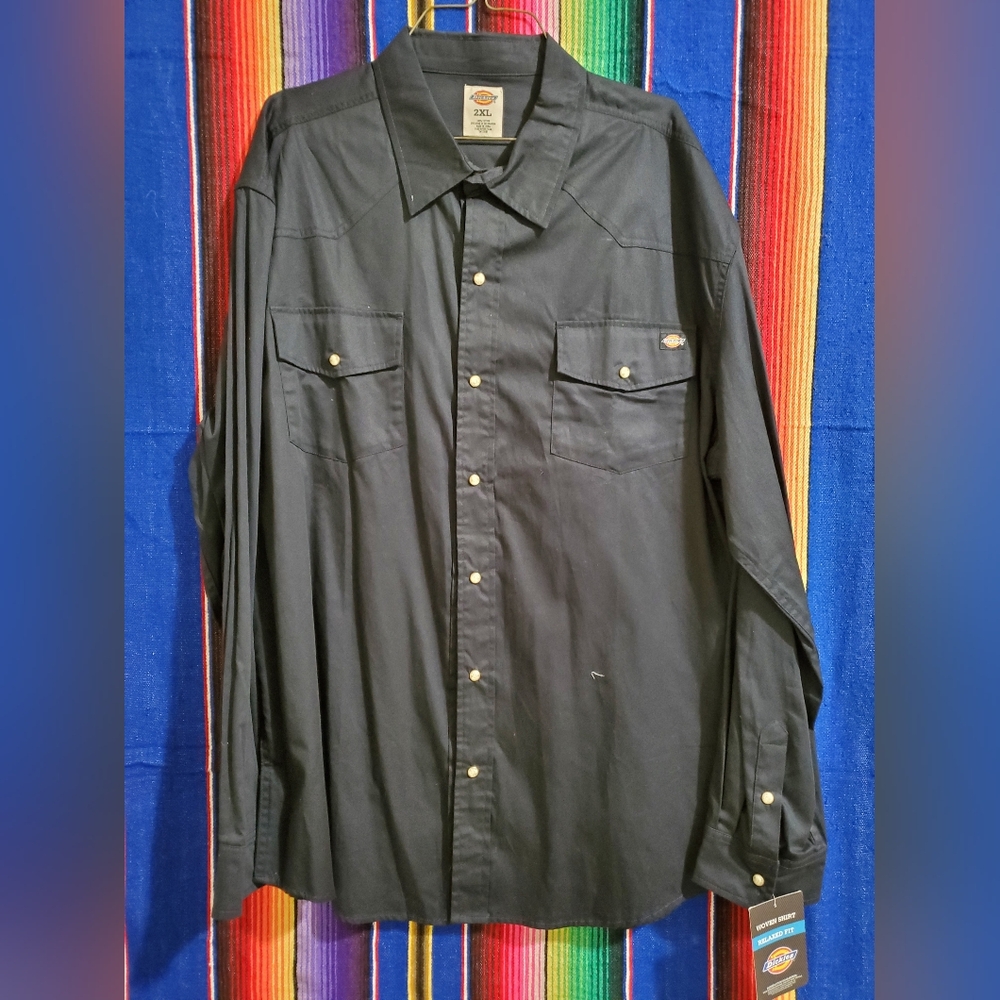 Dickies navy blue snap shirt